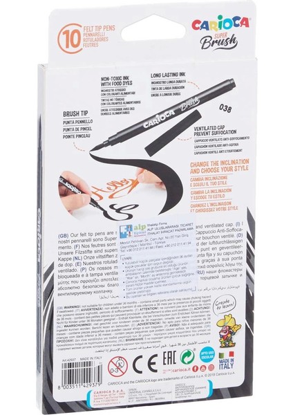 Bfs Carioca Süper Brush Keçeli Boya Kalemi 10LU fiyatları