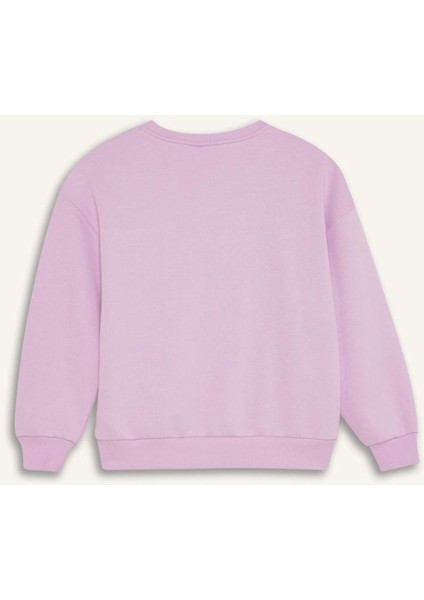 Kız Çocuk Barbie Relax Fit Bisiklet Yaka Sweatshirt D4379A824WN