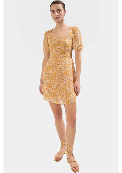 Şifon Mini Elbise Çiçek Desenli A Line Yazlık Kısa Kollu Yüksek Kalite Rahat ve Şık Modern Stil fiyatları