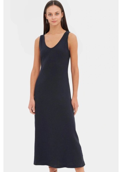 Kadın A Line Midi Örme Elbise Rahat Günlük Stil Dayanıklı Malzeme Mükemmel Uyum Trend Tasarım