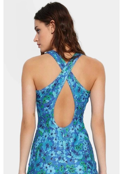 Çiçekli Desenli Midi Boy Kolsuz Bodycon Elbise Polyester Karışımlı Rahat Günlük Stil Mükemmel Uyum modelleri