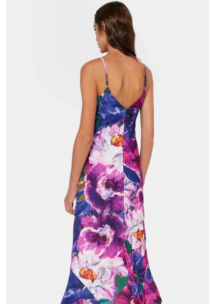 Maxi Çok Çiçek Desenli A Kesim Saten Elbise Yaz Mevsimi Için Premium Kalite Zarifane Tasarım modelleri