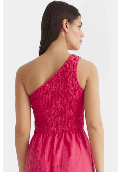 Tek Omuz Midi Elbise Dokuma Kumaştan Şık Yazlık Uzun Ömürlü Seçkin Malzeme Dayanıklı modelleri