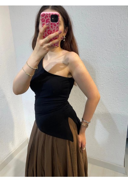 Tek Omuz Büzgülü Yırtmaçlı Bluz fiyatları