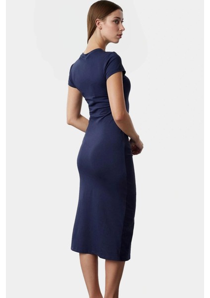 Şık Pamuklu Midi Elbise Bodycon Kalıp Büzgü Detay Yazlık Seçkin Malzeme Uzun Ömürlü modelleri