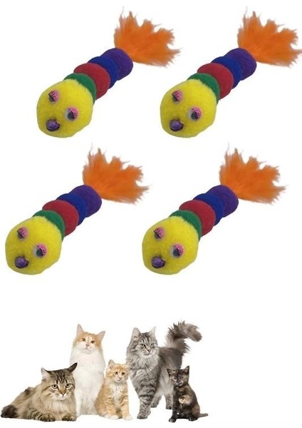 Bfs Yumuşacık Ipli Tırtıl Şeklinde Rengarenk Sevimli Evcil Hayvan Oyuncağı