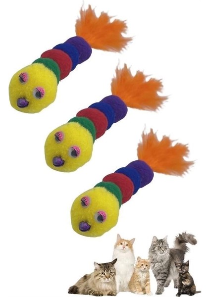 Bfs Yumuşacık Ipli Tırtıl Şeklinde Rengarenk Sevimli Evcil Hayvan Oyuncağı