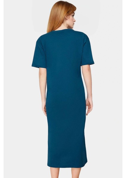 Rahat Kesim Midi Boy Örme Pamuklu T Shirt Elbise Günlük Kullanım Kaliteli Işçilik Premium Kalite modelleri