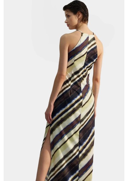 A Line Maxi Elbise Halter Yaka Dokuma Polyester Yazlık Premium Kalite Profesyonel Görünüm modelleri