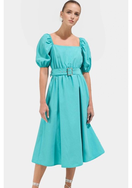 Kadın Skater Kalıp Midi Elbise Pamuklu Terrycotton Kumaş Günlük Şık Tarz Modern Stil Konforlu Kesim fiyatları