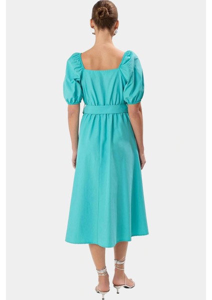 Kadın Skater Kalıp Midi Elbise Pamuklu Terrycotton Kumaş Günlük Şık Tarz Modern Stil Konforlu Kesim modelleri