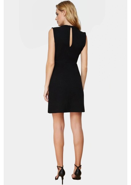 Kadın Mini A Line Krep Elbise Choker Yaka Örme Yazlık Uzun Ömürlü Özenle Seçilmiş Rahat Kullanım modelleri
