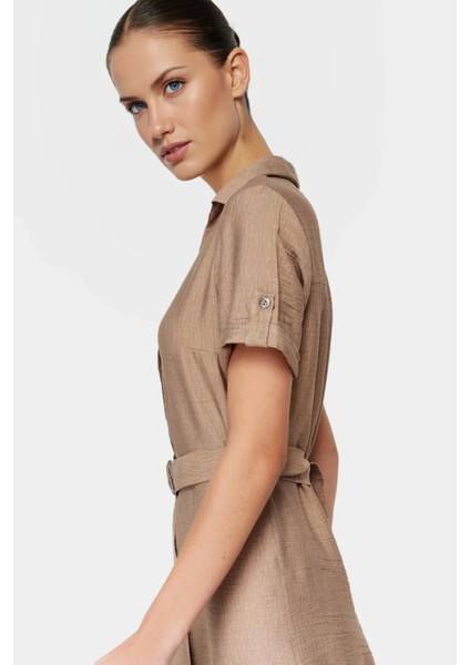 Şık Kemerli Midi Viskoz Elbise Yazlık Günlük Kombinler Için Rahat ve Zarifane Tasarım fiyatları