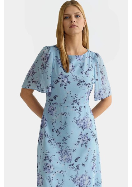 Şifon Midi Elbise A Line Kalıp Melek Kol Hayvan Desenli Yazlık Zarifane Tasarım Seçkin Malzeme fiyatları