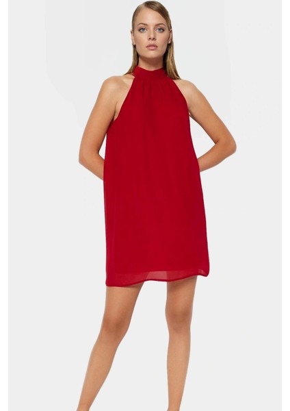 Şifon Astarlı Mini Elbise Günlük Kullanım Için Hafif Dokuma Uzun Ömürlü Dayanıklı Malzeme