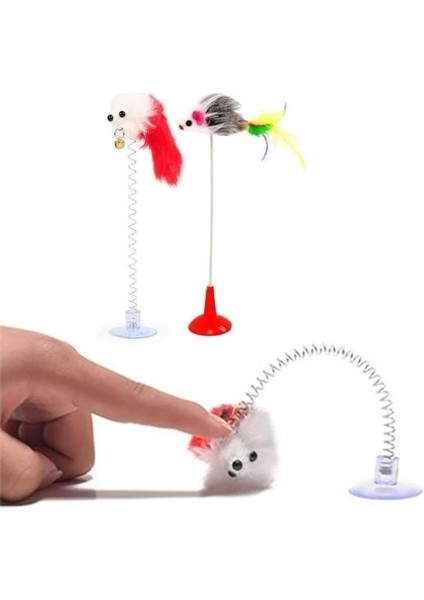 Bfs 2li Vantuzlu Fareli Tüylü Hareketli Çanlı ve Esneyen Eğlenceli Peluş Kedi Oyuncağı fiyatları