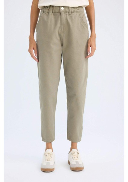 Paperbag Gabardin Kumaş Pantolon Yüksek Bel Cepli Basic Düz Standart Paça S2790AZ24WN