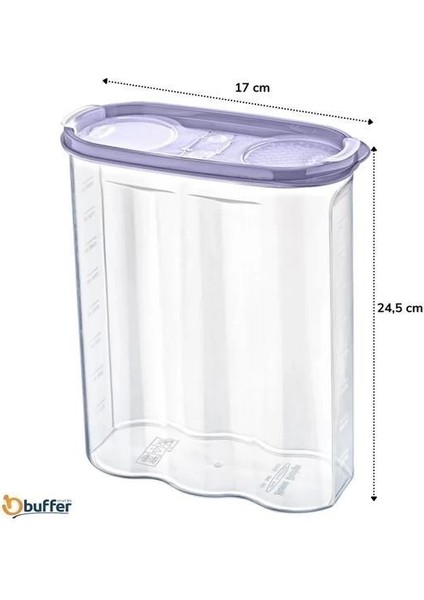 Bfs 2 Kapaklı Ölçekli Erzak Kuru Gıda Saklama Kutusu Kabı 2,4 LITRE-SA940 fırsatları