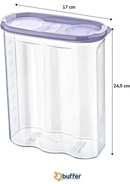 Bfs 2 Kapaklı Ölçekli Erzak Kuru Gıda Saklama Kutusu Kabı 2,4 LITRE-SA940