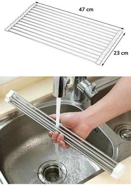 Bfs Evye Üstü Katlanır Nihale Paslanmaz Çelik Pratik Sebze Meyve Bulaşık Kurutma Süzgeci