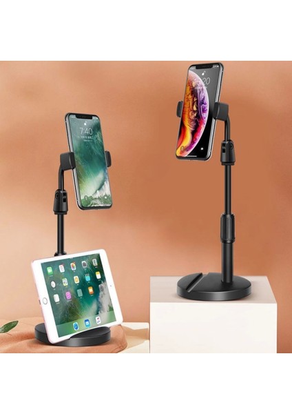 Bfs Masa Üstü Tablet ve Telefon Tutucu Plastik Aparat Siyah Telefon Standı