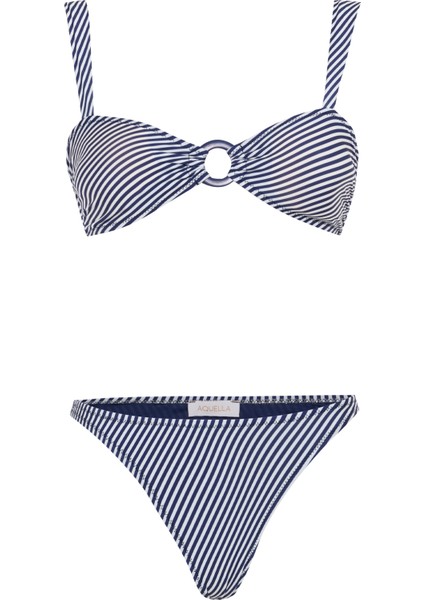 Tokalı Lacivert Straplez Bikini