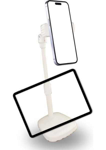 Bfs Masa Üstü Tablet ve Telefon Tutucu Plastik Aparat Beyaz Telefon Standı