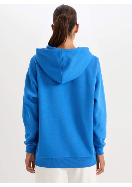 DeFacto Fit NBA Wordmark Oversize Geniş Kalıp Kapüşonlu Kalın Sweatshirt A9721AX24AU