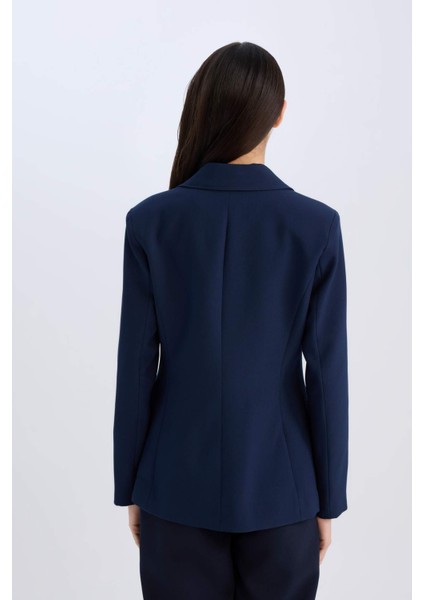 Oversize Geniş Kalıp Gömlek Yaka Düğmeli Basic Düz Blazer Ceket D3155AX24AU