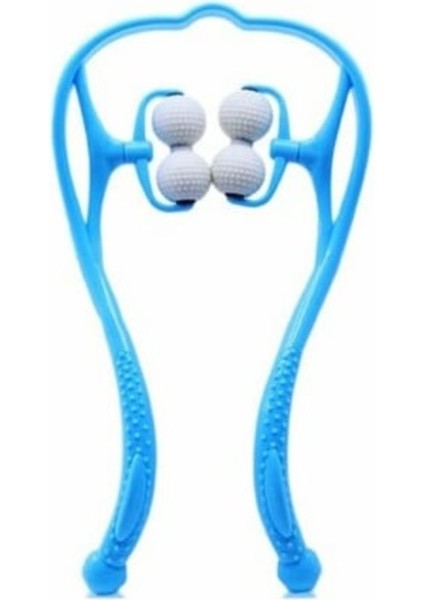 Çok Fonksiyonlu Manuel Masaj Aleti, 4 Tekerlekli, Boyun, Bacak, Ayak, Bel, Mavi