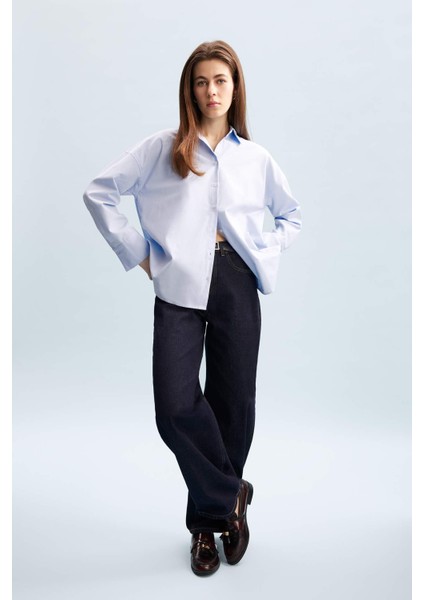 Oversize Geniş Kalıp Basic Düz Oxford Uzun Kollu Gömlek C4597AX24AU fiyatları