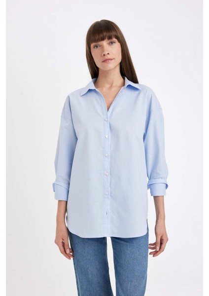 Oversize Geniş Kalıp Basic Düz Oxford Uzun Kollu Gömlek C4597AX24AU modelleri
