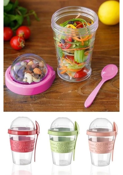 Bfs Taken Go Kapaklı Kaşıklı Pratik Taşınabilir Meyveli Yoğurt Kabı