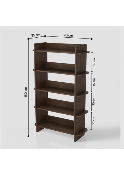 Bolu Kitaplık | 90 cm - 5 Raflı Ceviz Renkli modelleri