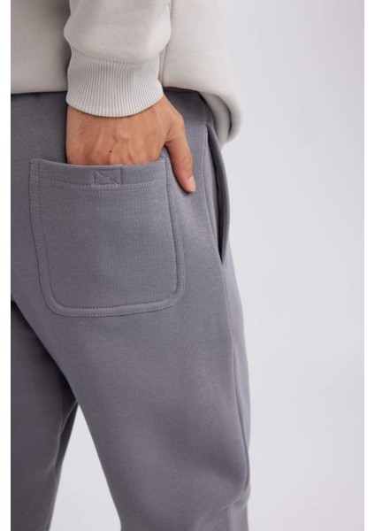 Relax Fit Kalın Jogger Eşofman Altı Basic Düz Beli Bağcıklı Lastikli Paça Cepli U7438AZ24AU
