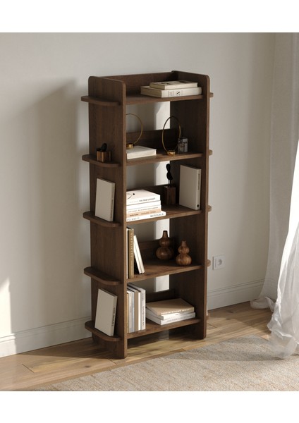 Bolu Kitaplık | 70 cm - 5 Raflı Ceviz Renkli