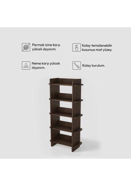 Bolu Kitaplık | 70 cm - 5 Raflı Ceviz Renkli modelleri