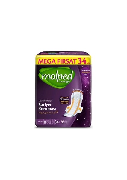 Bfs Molped Süpernight Uzun Ped Mega 34 Adet