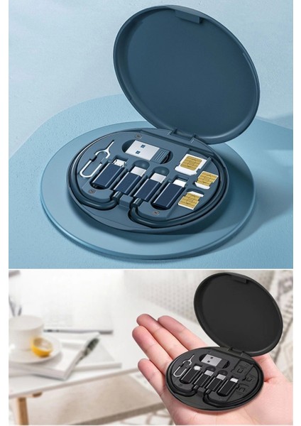 Bfs 60W Destekli Kablo Kutusu Seyahat Kablo Seti 5'i 1 Arada USB Type-C Şarj Kablosu Seti