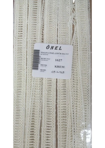 Dantel Polyester Güpür Bant Krem 15 Metre En 3 cm ON-1627-KR
