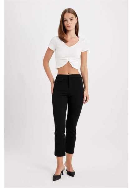 Flare Fit Süs Cepli Yüksek Bel Pantolon D4787AX24HS fırsatları