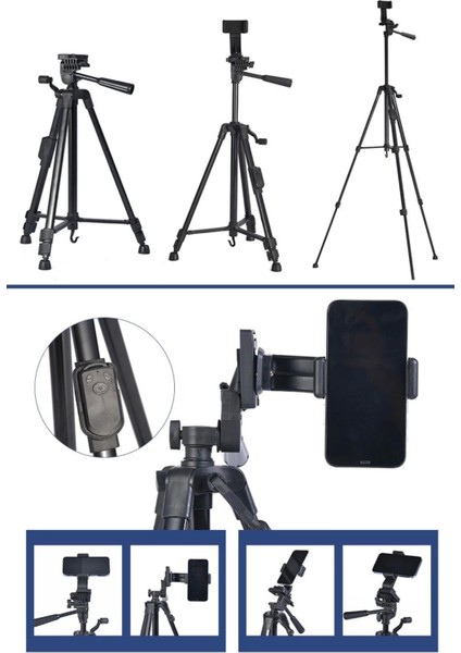 Bfs Telefon ve Fotoğraf Makinası Takılabilen Bluetooth Kumandalı 146 cm Tripod