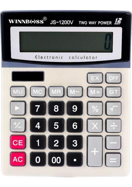 Bfs 12 Haneli Geniş LCD Ekran, Pilli Büyük Düğmeli Hesap Makinesi