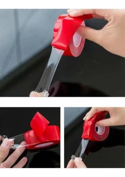 Bfs 2 Metre Güçlü Yapışkanlı Çift Taraflı Slikon Pratik Şeffaf Bant