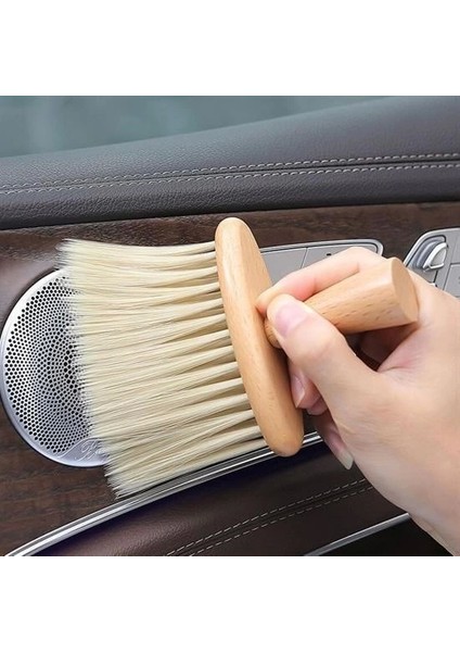 Bfs Araba Için Ahşap Saplı Yumuşak Kıl Fırça Detaylı Toz Alma Temizleme Fırçası