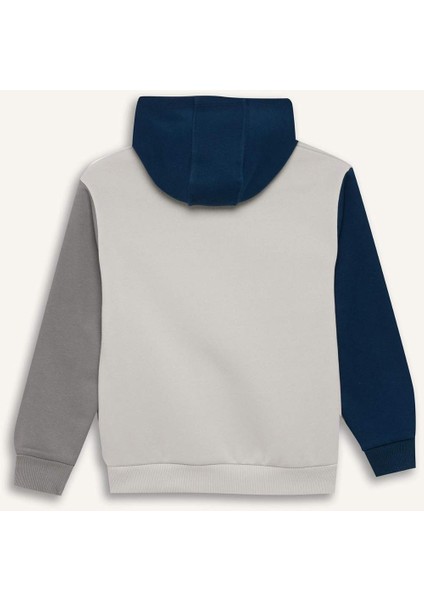 Erkek Çocuk Kapüşonlu Cep Baskılı Sweatshirt B4426A8NS