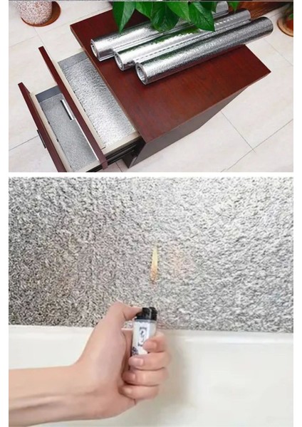 Bfs Rulo Gümüş Alüminyum Folyo Duvar Kağıdı, Kendinden Yapışkanlı Raf Içi, Su Geçirmez Folyo 2 mt x 60 cm