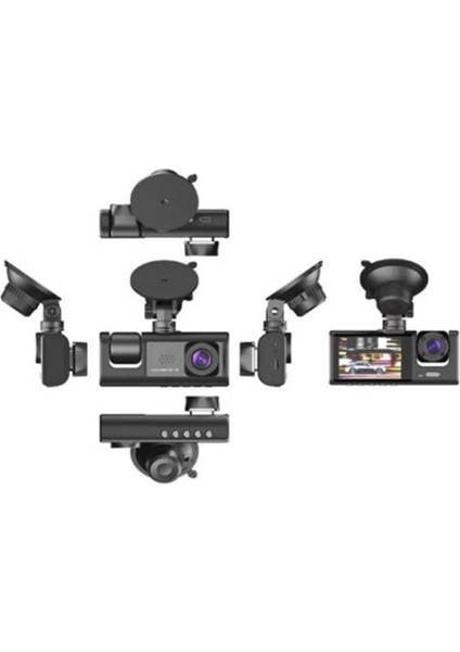 Bfs Araç Içi 1080P 3 Kameralı LCD Ekranlı Gece Görüşlü , G-Sensör , Geri Görüş Kamera