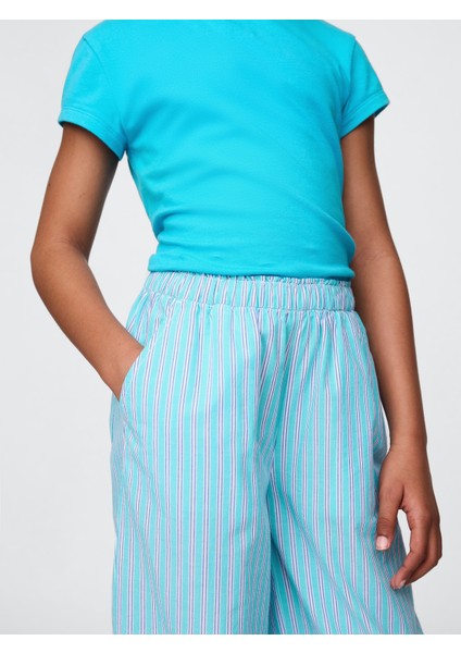 Kız Çocuk Mavi Poplin Baggy Pantolon
