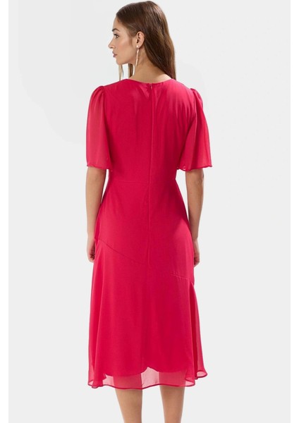 Yazlık Midi Elbise A Line Kesim Şifon Kumaş Melek Kol Polyester Kaliteli Işçilik Seçkin Malzeme modelleri